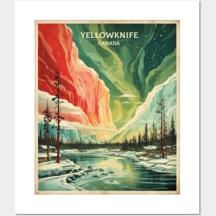 Yellowknife Canada Aurora Borealis Vintage Poster Tourism Posters and Art